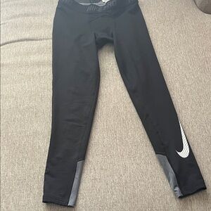 Nike Men Black and Gray Leggings